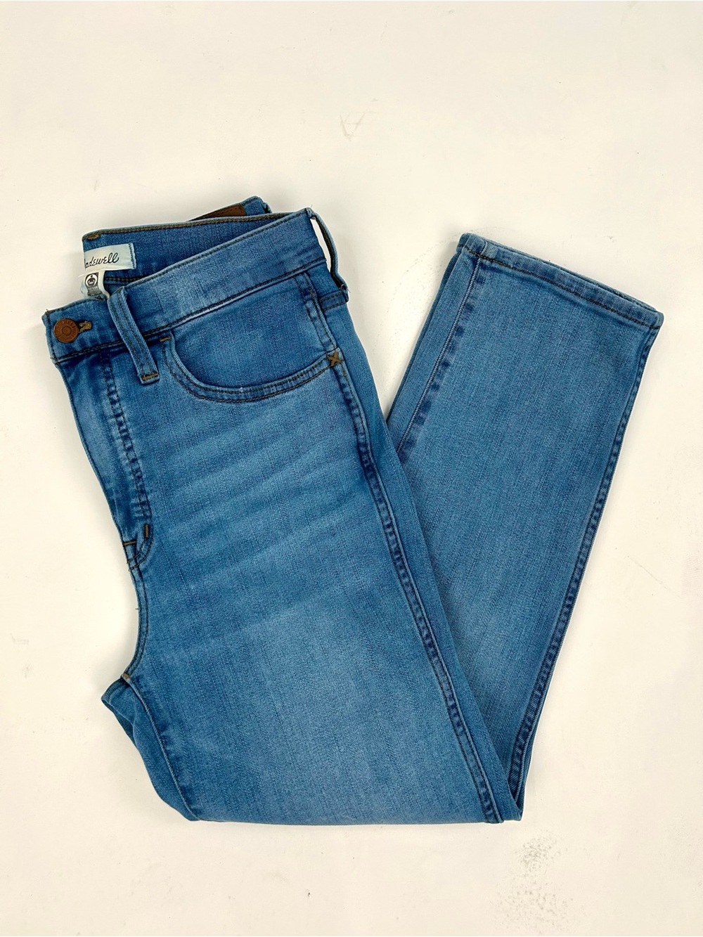 Madewell Roadtripper Stovepipe Jeans 27P Petite High Rise Light Wash Denim
